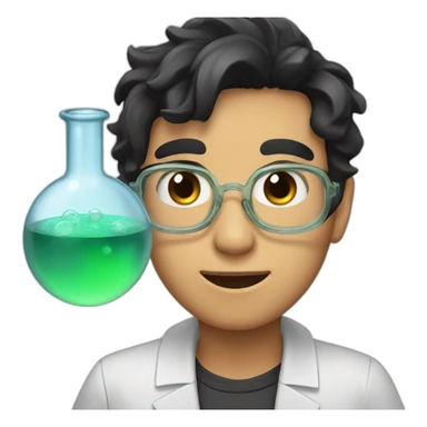 chemistry boy with black hair and his instumants on his hand sticker