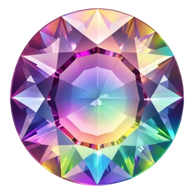 Faceted round mystic quartz with holographic rainbow effect and brilliant shine sticker