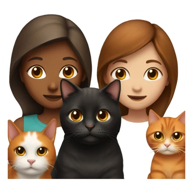 Brown haired girl with a black and an orange cat  sticker