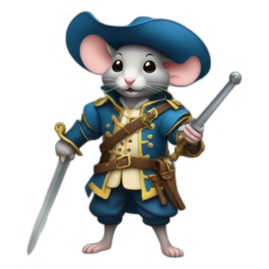 Mouse dressed like a musketeer yielding a sword sticker