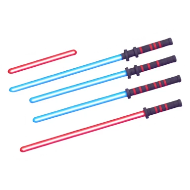 two lightsabers, one blue and one red sticker