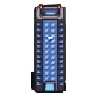 tiny simple skyscraper building icon, minimal details, small size sticker