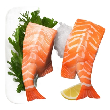 A nice smooth, buttery salmon with a garnish of salt and pepper with a side of smooth shrimp with some salt sticker