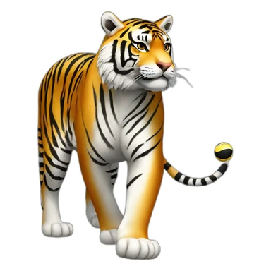Tiger Full Body. Tiger color should be white, black and grey. Tiger is standing on the ball sticker