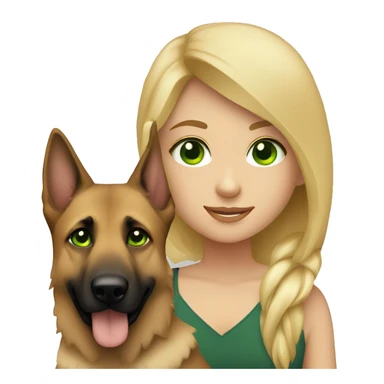 girl with green eyes, blond hair and a german shepherd sticker