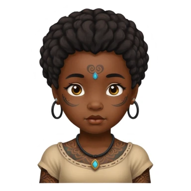 ancient hairy black baby girl, tattooed sticker