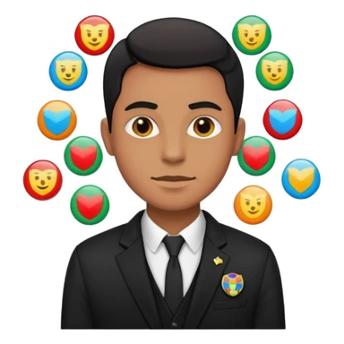 A MAN WEARING A BLACK BALZER AND HE HAVE SOME BADGES ON HIS BLAZER sticker