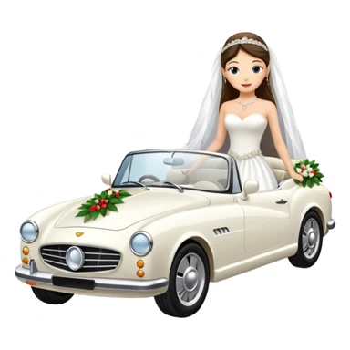 Luxury convertible car with wedding decorations, in profile sticker