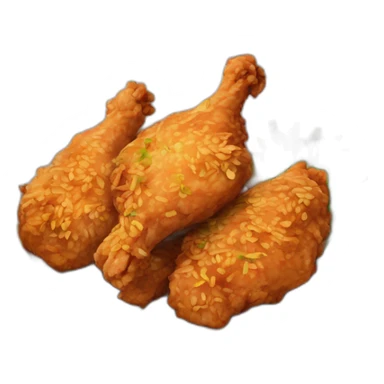 Chinese-style fried chicken topped with chopped scallions and sweet vinegar and soy sauce sticker