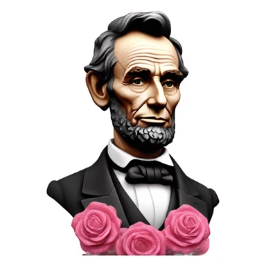 Pink ombre statue of Abraham Lincoln with glitter and roses  sticker