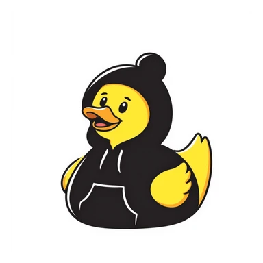 Hand-drawn rubber duck wearing a cozy hoodie sticker