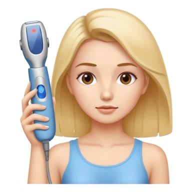 Girl doing laser hair removal treatment by herself at he sticker