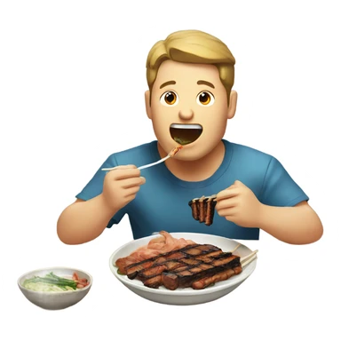 man eating korean bbq sticker
