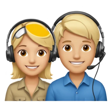 pc gamer very blonde boy and latina girl with headsets sticker