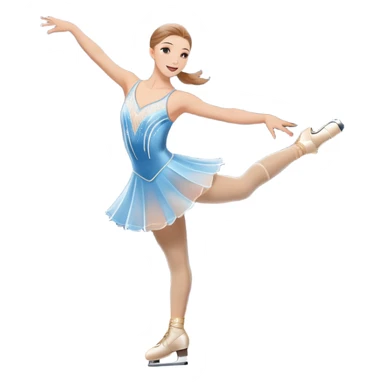 An icon featuring a graceful figure skater performing an elegant spin on a shiny ice rink. The background includes twinkling lights, a snowy winter scene, and cheering fans in the stands. Transparent background highlights the beauty, poise, and artistry of figure skating. sticker