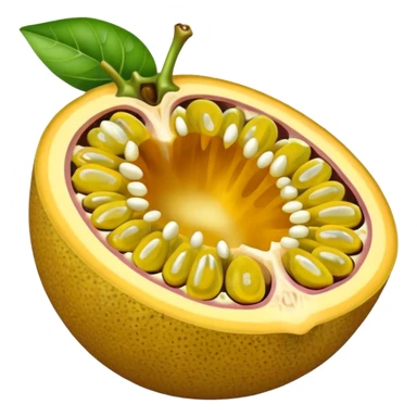 Create an emoji of an open, yellow passion fruit. sticker