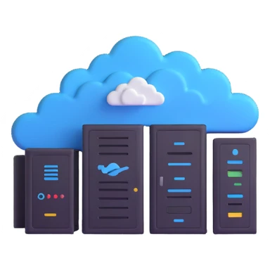 cloud server with data center logo sticker