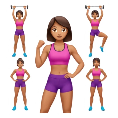 woman exercising, various workout poses, bright and healthy vibe, simple background sticker