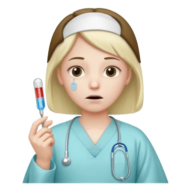 persona enferma con un termometro en la boca  sticker