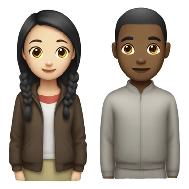asian girl and black boy sticker