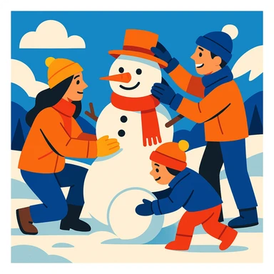 people making a snowman sticker