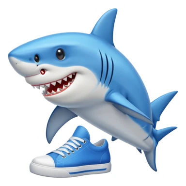 Shark with blue shoes on sticker