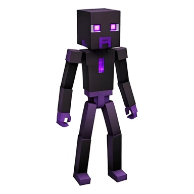 Minecraft Enderman full body, tall black blocky character with purple eyes sticker