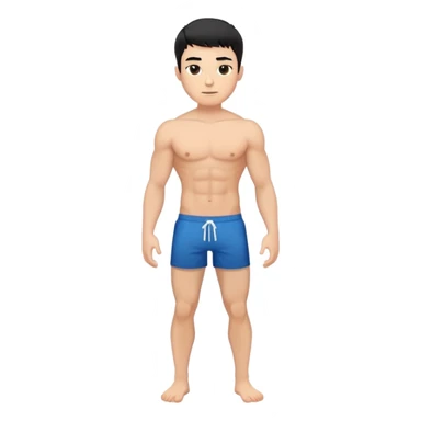 young white man with short black hair, shirtless, muscular, full body without shoes sticker