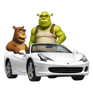 Shrek with Homer in à ferrari sticker