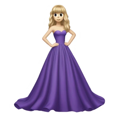 Taylor Swift in a long purple ball gown full body long blonde hair with bangs sticker