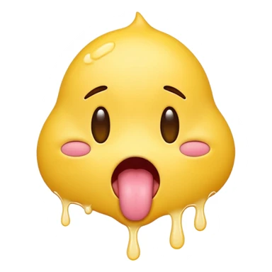 yellow emoji with its eyes closed and tongue hanging out its mouth dripping with white colored saliva sticker