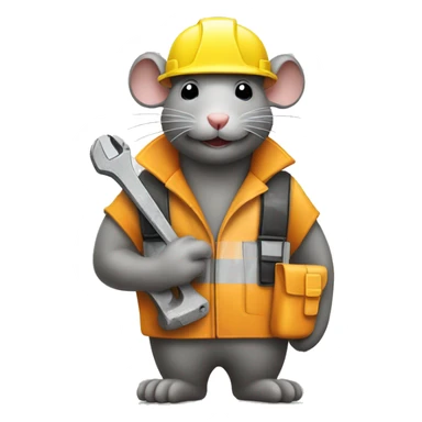 Rat Construction worker with a hard hat and tools and cable ties sticker