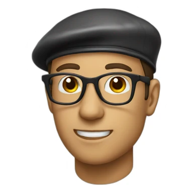 man with beret and nerd glasses. sticker