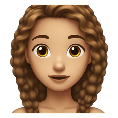 girl，brown Long hair in the middle, nevus at the moment sticker