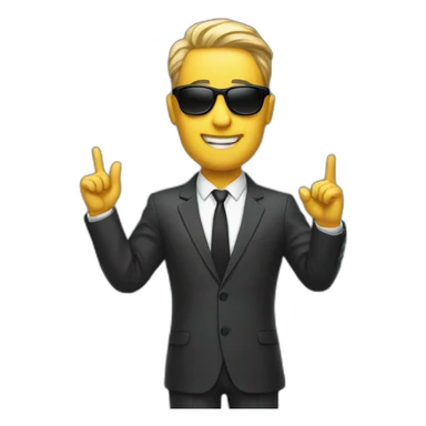 MAN IN SUIT WITH SHADES raising his hand sticker