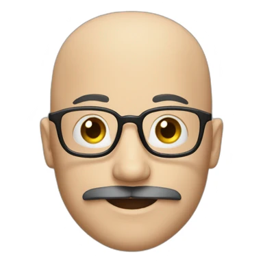 a happy bald man with moustache and long black beard sticker