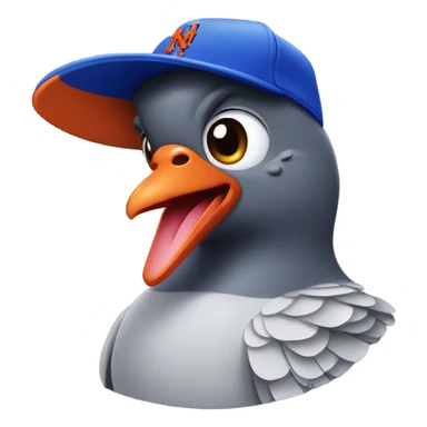 Pigeon with a New York Mets hat on its head  sticker