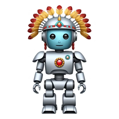 Full Robotic figure wearing native American regalia sticker