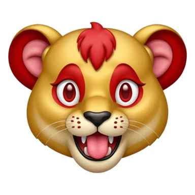 red lion with golden earings shiny eyes tongue out sticker