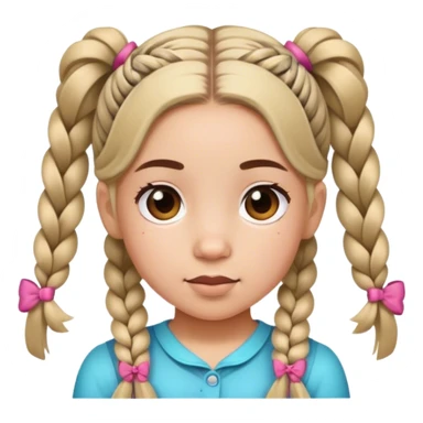 A girl with pigtail braids with bows as hair ties  sticker