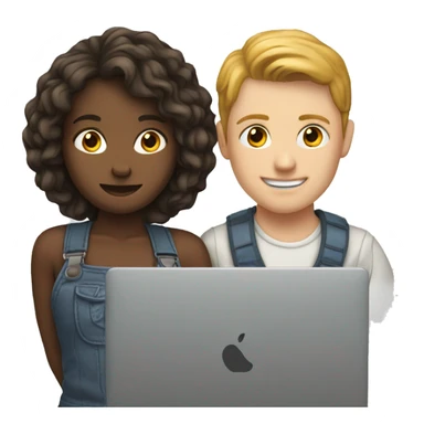 white boy and girl behind laptop sticker