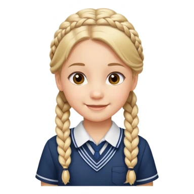 student, braid hair girl kid, school uniform sticker