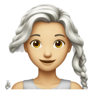 Smiling-elegant-girl-with-long-hair that has grey starnds sticker