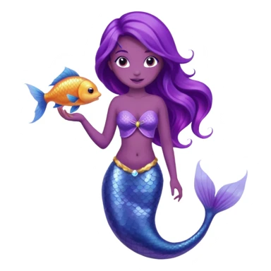 Purple tail mermaid with fish pet sticker