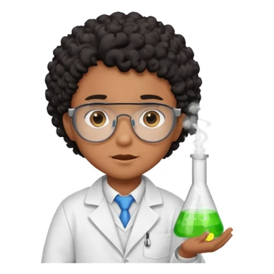 kid boy scientist brown skin, black curly hair sticker