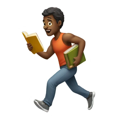 A man reading a book while running  sticker