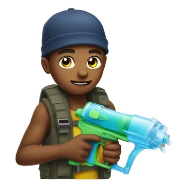 Cool kid with water gun sticker
