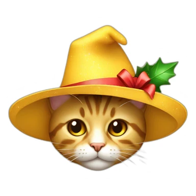 Gato amarillo con sombrero de navidad sticker