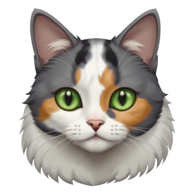 3 different coloured small cats including a dark grey and white, and a patchy calico with hazel eyes and a completely solid dark grey with green eyes and only white paws sticker