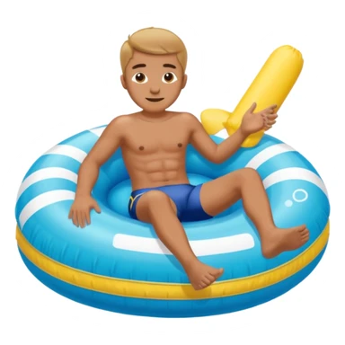 a man floatin on water while sitting on a tube sticker
